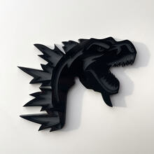 Insignia 3D personalizada Logotipo de Godzilla Angry Insignias de guardabarros Emblema gris y negro
 2