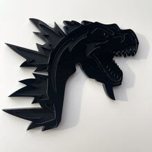 Insignia 3D personalizada Logotipo de Godzilla Angry Insignias de guardabarros Emblema gris y negro
 2