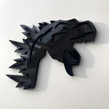 Insignia 3D personalizada Logotipo de Godzilla Angry Insignias de guardabarros Emblema gris y negro
 3