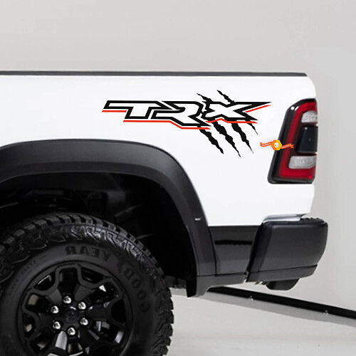 Par Dodge Ram TRX marcas de garras cama pegatina lateral calcomanía camión vinilo gráfico
