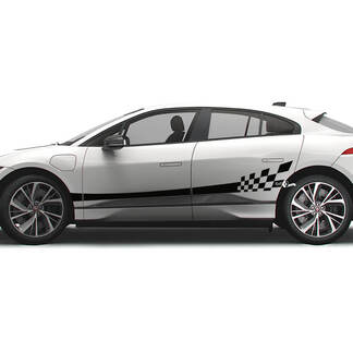 Jaguar I Pace Side Checkered Stripe Graphics Puertas calcomanía Logo Lines pegatina
 1