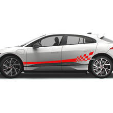 Jaguar I Pace Side Checkered Stripe Graphics Puertas calcomanía Logo Lines pegatina
 2