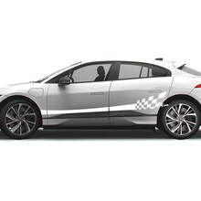 Jaguar I Pace Side Checkered Stripe Graphics Puertas calcomanía Logo Lines pegatina
 3