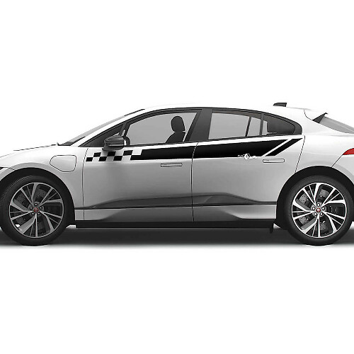 Calcomanía de Cinta de Puerta con Gráficos de Cuadros Lado de Bandera 2 Para Jaguar I Pace