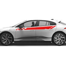 Jaguar I Pace Side Checkered Stripe Graphics Puertas calcomanía Logo Lines pegatina 2
 2