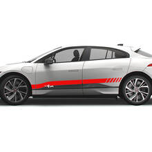 Jaguar I Pace Side Checkered Stripe Graphics Puertas calcomanía Logo Lines pegatina 2
 2