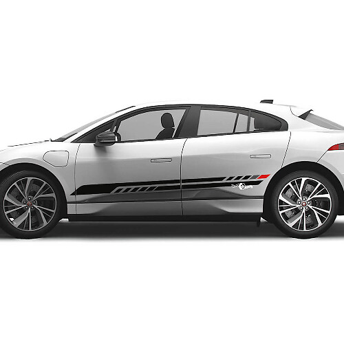 Jaguar I Pace Side 2 colores rayas modernas gráficos puertas calcomanía Logo líneas pegatina
