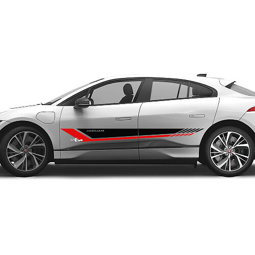 Jaguar I-Pace Rayas Laterales de Doble Color Gráficos Adhesivos para Puertas Logotipo Líneas Calcomanía
