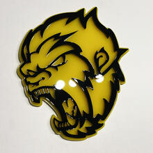 Insignia 3D Angry Yeti Sasquatch Bigfoot, emblema de guardabarros amarillo brillante vs negro brillante
 2