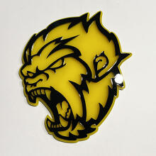 Insignia 3D Angry Yeti Sasquatch Bigfoot, emblema de guardabarros amarillo brillante vs negro brillante
 3