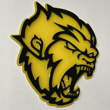 Insignia 3D Angry Yeti Sasquatch Bigfoot, emblema de guardabarros amarillo brillante vs negro brillante
 4