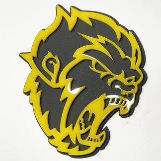 Insignia 3D de Angry Yeti Sasquatch Bigfoot, emblema de insignias de guardabarros amarillo brillante vs gris
 1