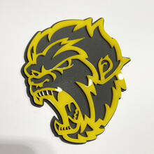 Insignia 3D de Angry Yeti Sasquatch Bigfoot, emblema de insignias de guardabarros amarillo brillante vs gris
 4