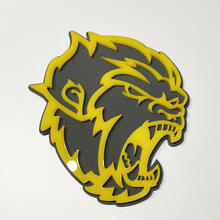 Insignia 3D de Angry Yeti Sasquatch Bigfoot, emblema de insignias de guardabarros amarillo brillante vs gris
 5