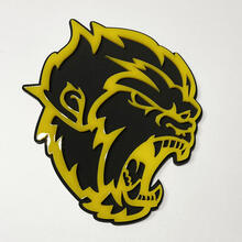 Insignia 3D de Angry Yeti Sasquatch Bigfoot, emblema de guardabarros amarillo brillante vs negro mate
 2