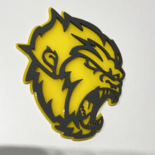 Insignia 3D de Angry Yeti Sasquatch Bigfoot, emblema de insignias de guardabarros gris vs amarillo
 3