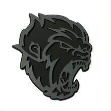 Insignia 3D de Angry Yeti Sasquatch Bigfoot, emblema de insignias de guardabarros gris vs negro
 4