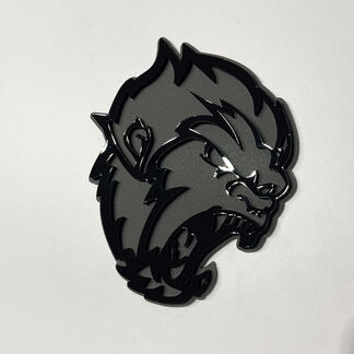 Insignia 3D de Angry Yeti Sasquatch Bigfoot, emblema de insignias de guardabarros negro vs gris
