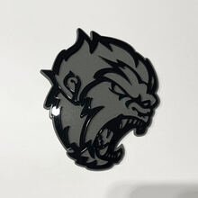 Insignia 3D de Angry Yeti Sasquatch Bigfoot, emblema de insignias de guardabarros negro vs gris
 2