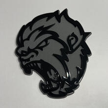 Insignia 3D de Angry Yeti Sasquatch Bigfoot, emblema de insignias de guardabarros negro vs gris
 4