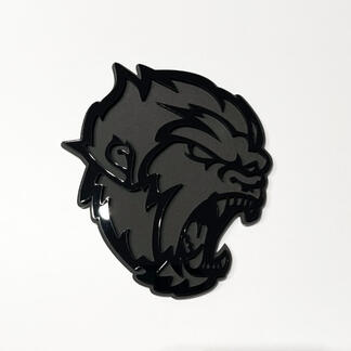 Insignia 3D de Angry Yeti Sasquatch Bigfoot, emblema de insignias de guardabarros negro brillante vs negro mate
 1