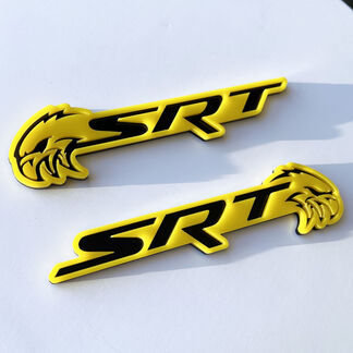 Insignia SRT Trackhawk 3D, emblema de insignias de guardabarros amarillo brillante vs negro brillante
 1