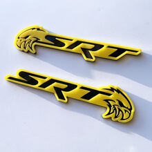 Insignia SRT Trackhawk 3D, emblema de insignias de guardabarros amarillo brillante vs negro brillante
 2