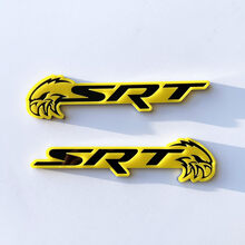 Insignia SRT Trackhawk 3D, emblema de insignias de guardabarros amarillo brillante vs negro brillante
 3