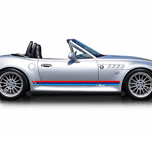 Par de pegatinas de vinilo para puertas laterales del panel inferior de rayas BMW M
