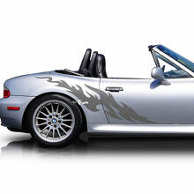 Calcomanía de vinilo con tres rayas para puertas laterales con llamas
 3