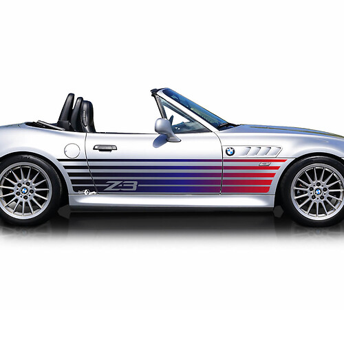 Strobe Stripes BMW Z3 Degradado Puertas laterales Rayas Vinilo Calcomanía Pegatina
