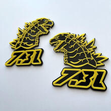 Godzilla 7.3L MEGAZILLA Musclecar Performance 7.3L Insignia 3D Emblema de insignias de guardabarros amarillo vs negro
 2