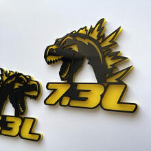 Godzilla 7.3L MEGAZILLA Musclecar Performance 7.3L Insignia 3D Emblema de insignias de guardabarros negro vs amarillo
 4