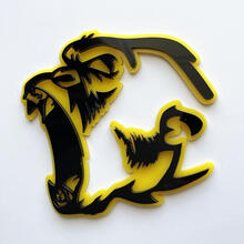 Insignia Gorilla Angry 3D Emblema de insignias de guardabarros negro vs gris
 2