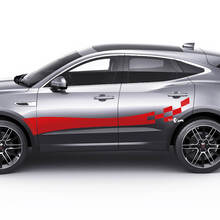 Jaguar E-Pace Side Checkered Stripes Puertas Calcomanía gráfica Logotipo adhesivo
 2