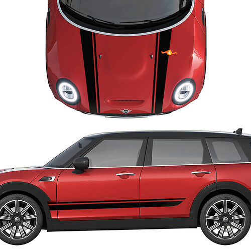 Calcomanía y calcomanía con gráficos de rayas de rally para capó y puertas laterales del Mini Cooper S

