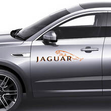 Par Jaguar E-Pace puertas laterales Logo gráficos calcomanía Logo pegatina 2 colores
 3