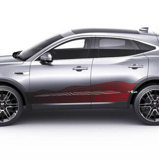 Par Jaguar E-Pace Wave Puertas laterales Logotipo Rayas Color Degradado Gráficos Calcomanía Logotipo Etiqueta
