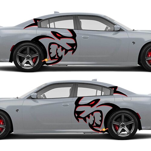 Enormes pegatinas laterales Hellcat Red Eye de dos colores para Dodge Challenger Redeye o Charger
