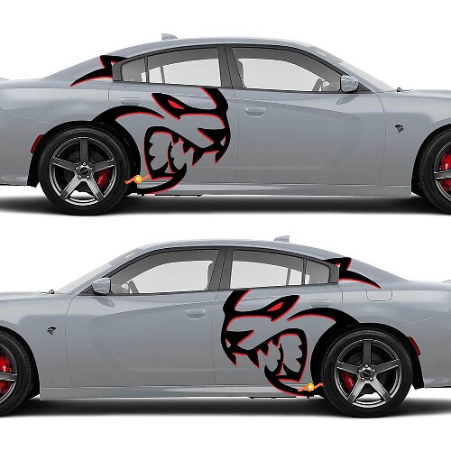 Enormes pegatinas laterales Hellcat Red Eye de dos colores para Dodge Challenger Redeye o Charger
