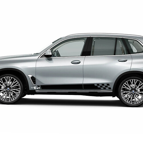 Calcomanía de vinilo con rayas a cuadros para puertas laterales de BMW X5 G05
