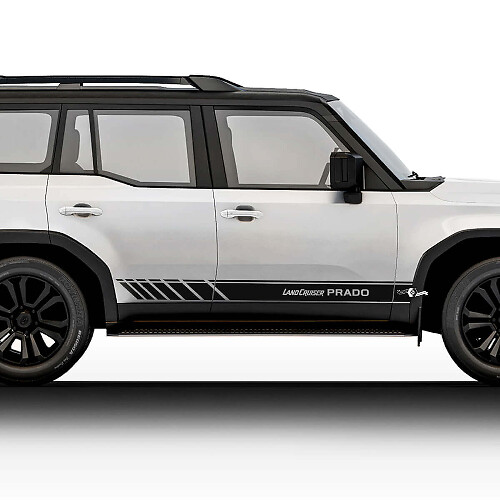 Kit de calcomanías de vinilo con rayas gráficas laterales de carreras para Toyota Land Cruiser Prado 2024.
_1