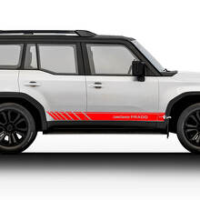 Kit de calcomanías de vinilo con rayas gráficas laterales de carreras para Toyota Land Cruiser Prado 2024.
 3
