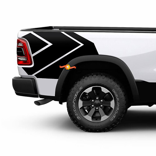 2x 2019-2023 DODGE RAM HEMI 1500 2500 3500 Kit de gráficos laterales de cama Calcomanías de vinilo
