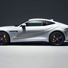 2 pegatinas de vinilo para puertas laterales con gráficos de carreras laterales de Jaguar F-Type R
 2