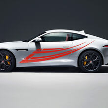 2 pegatinas de vinilo para puertas laterales con gráficos de carreras laterales de Jaguar F-Type R
 3