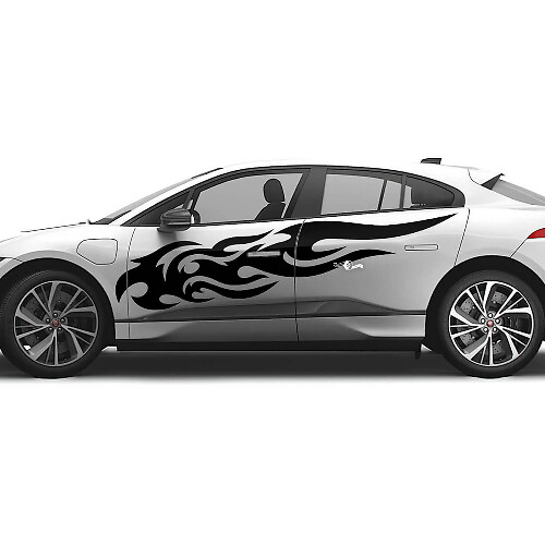2x Jaguar F-Type R Side Racing Graphics Doors Side Flame Secal pegatina de vinilo
