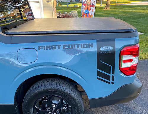 Par de calcomanías con logotipo de vinilo para cama lateral Ford Maverick primera edición
