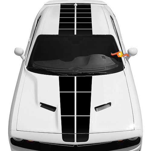 Kit de Vinilo con Franjas Gemelas para Capó y Techo para Dodge Challenger 2015-2021