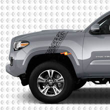 Calcomanía de vinilo lateral en capó y guardabarros con rayas estilo polinesio para Toyota Tacoma_2